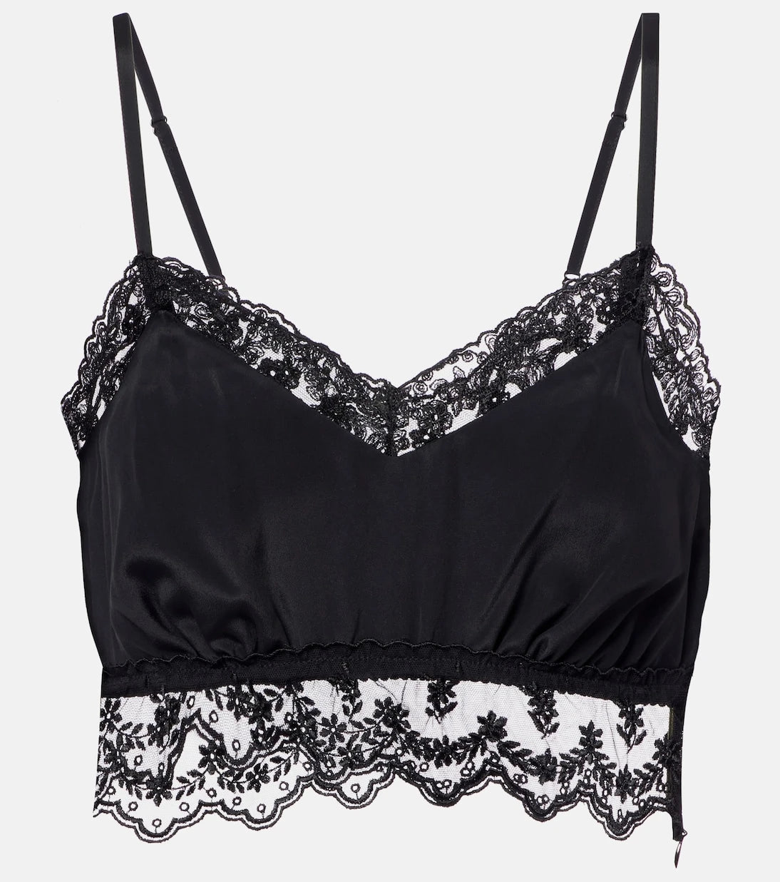 Simone Rocha - Lace-trimmed crêpe de chine crop top