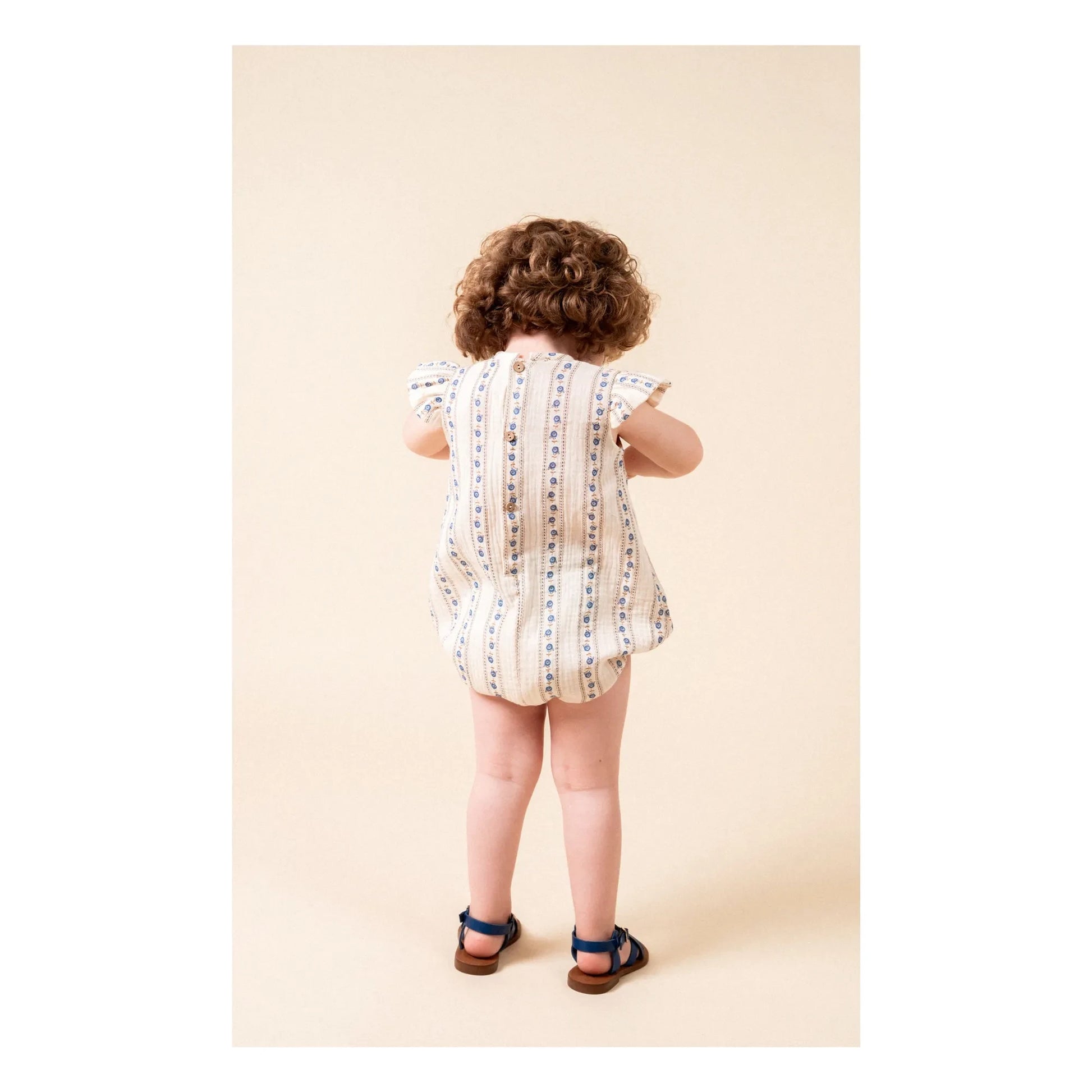 birinit - Ruffled romper Sariñena Flowers Organic Cotton | Ivory