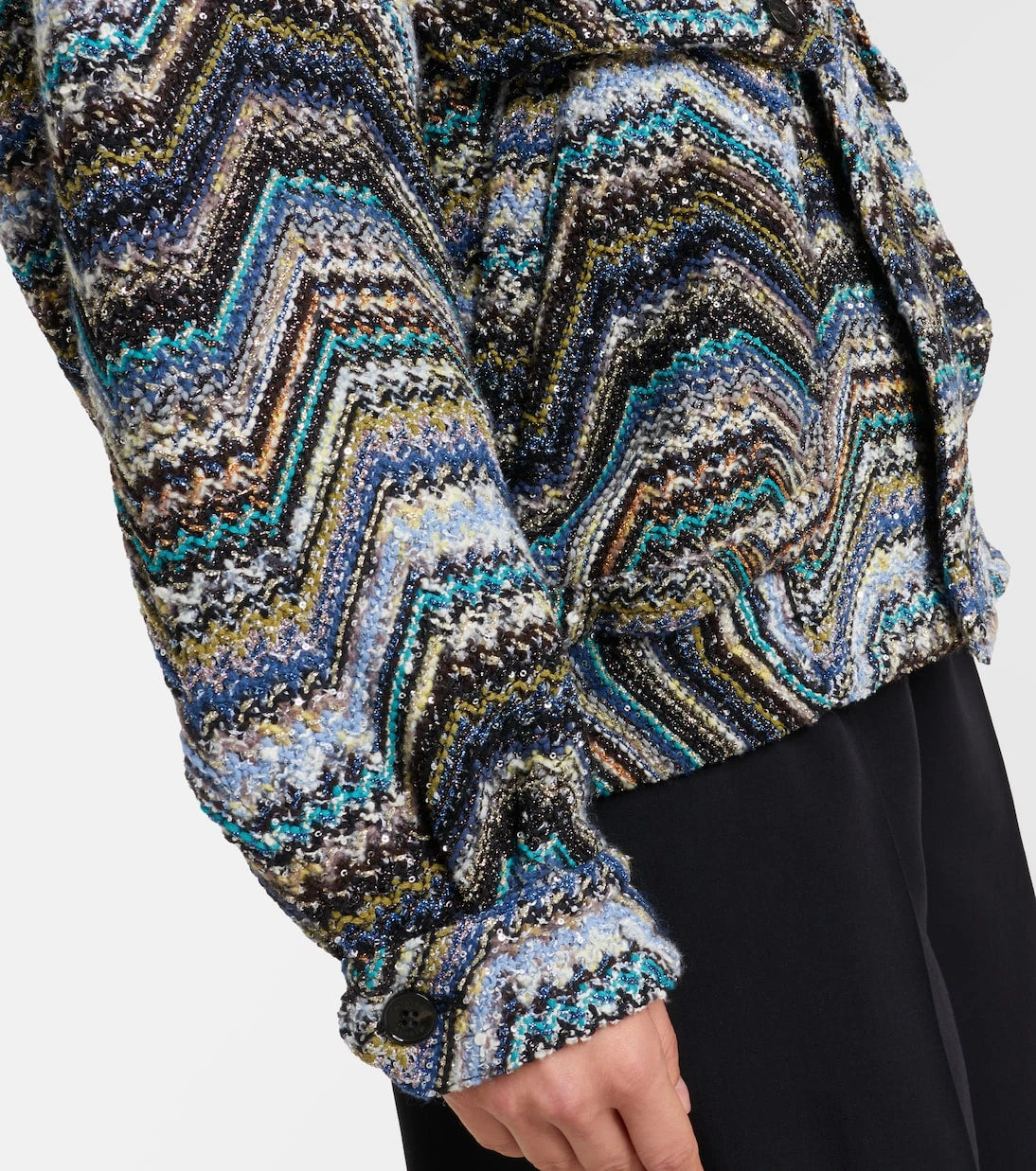 Missoni - جاكيت صوف بقصة كبيرة بنقشة متعرجة جاكار