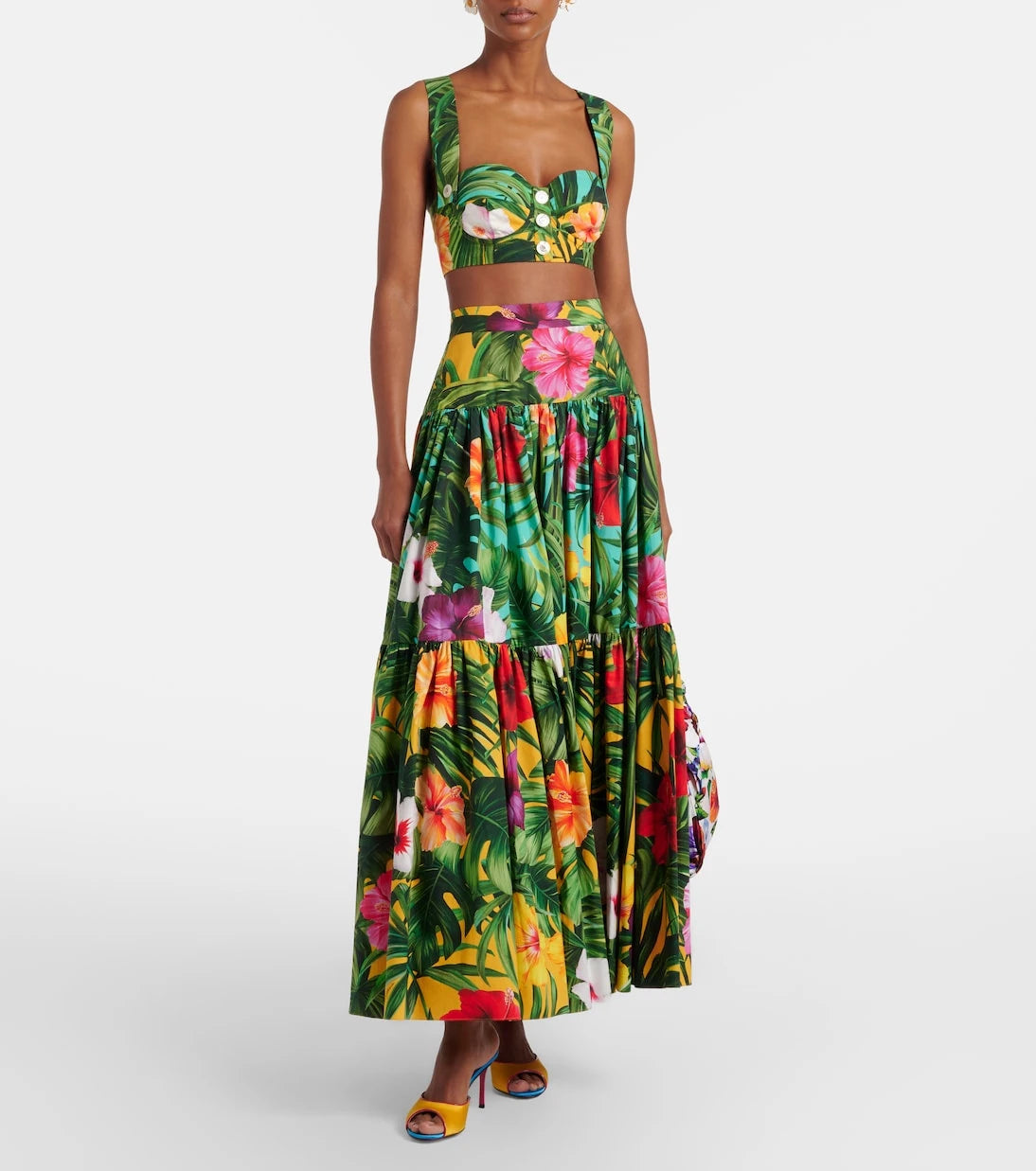 Dolce&Gabbana - Floral tiered cotton maxi skirt