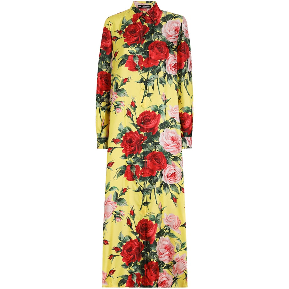 Dolce & Gabbana Multi Silk Floral Maxi Tunic Dress