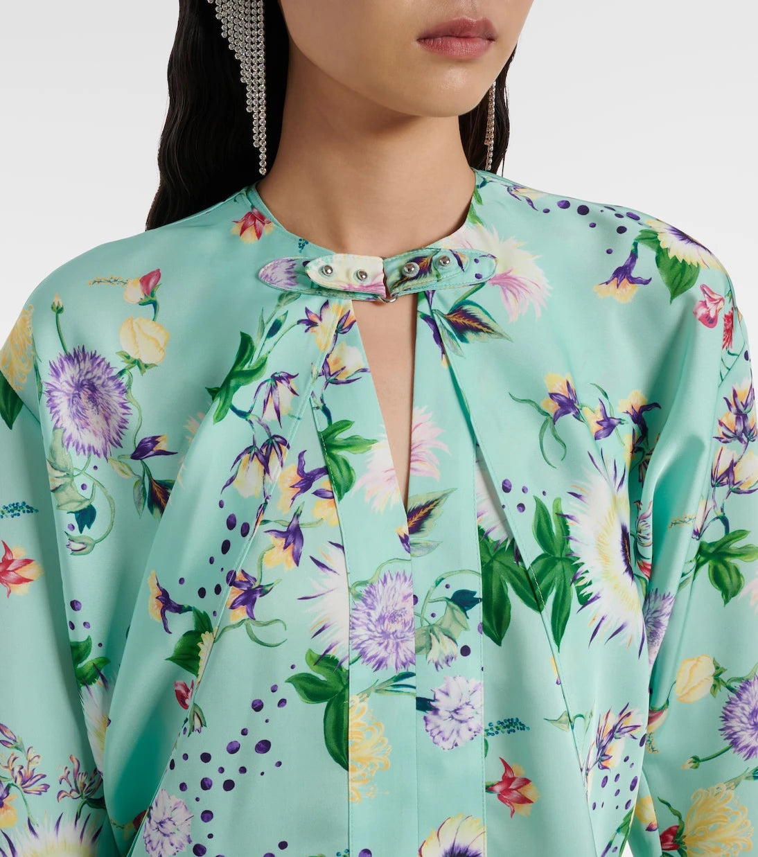Rabanne - Layered floral satin blouse