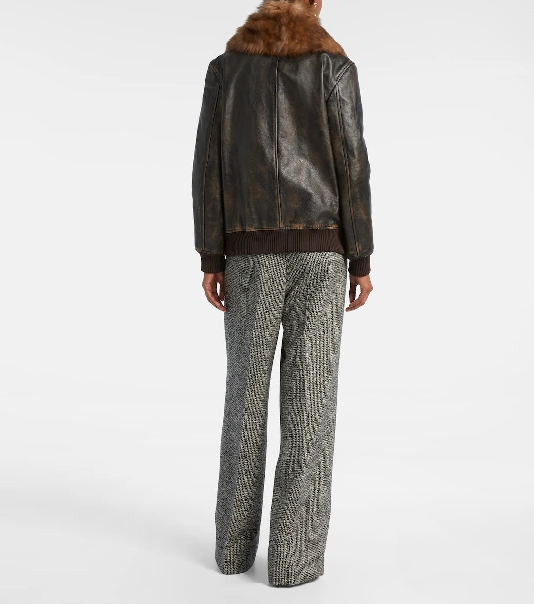 Dolce&Gabbana - Shearling-trimmed leather bomber jacket