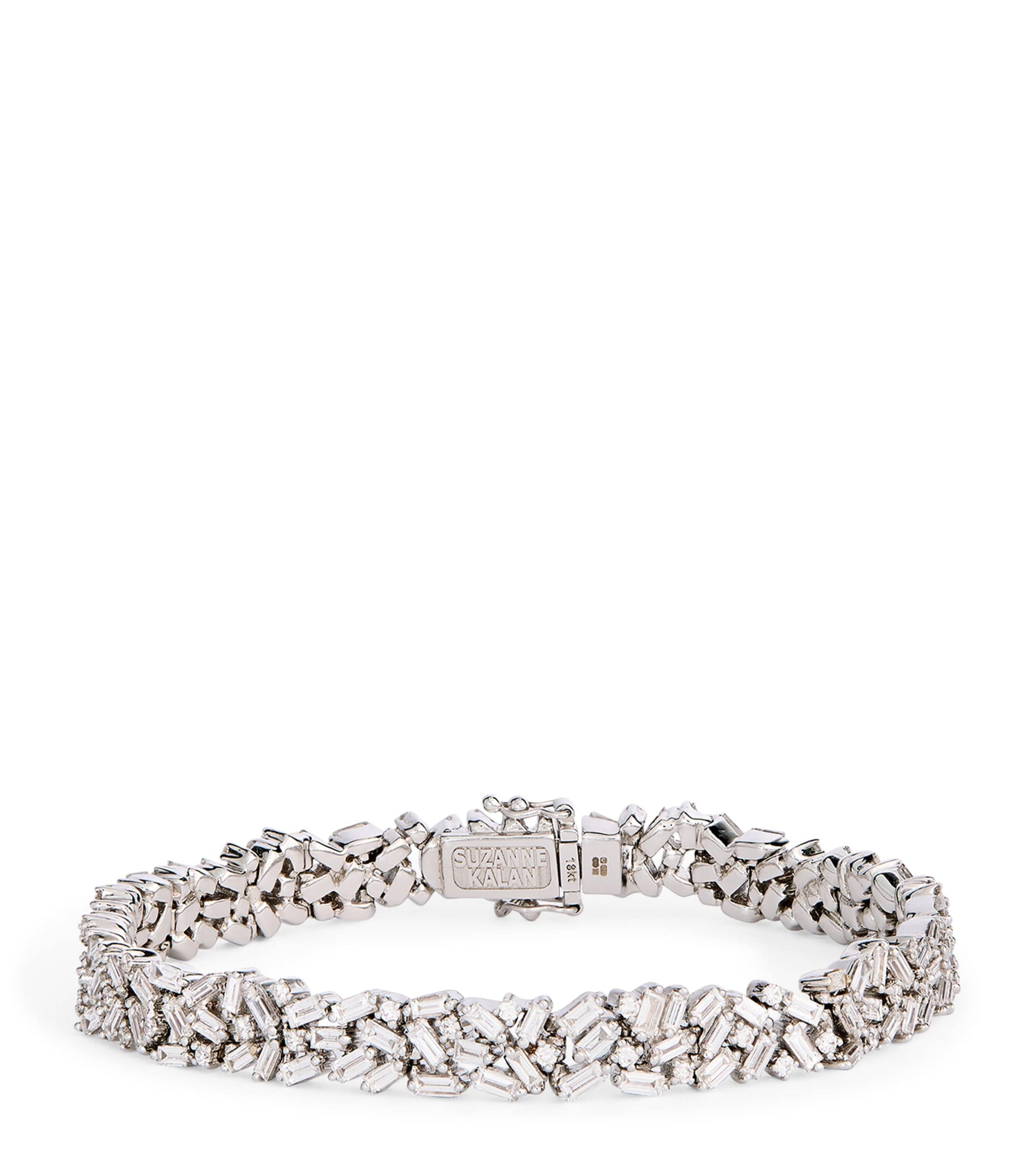 White Gold and Diamond Fireworks Three-Row Tennis Bracelet