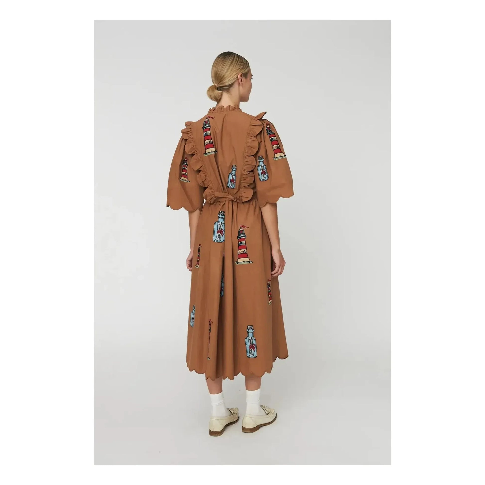 Stella Nova - Organic cotton embroidered dress | Brown