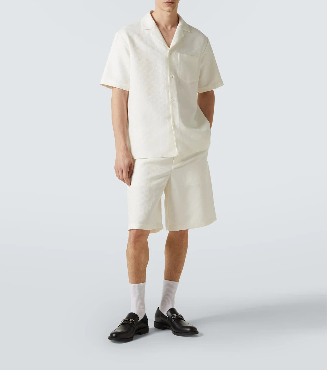 Gucci - شورت كتان مزيج GG