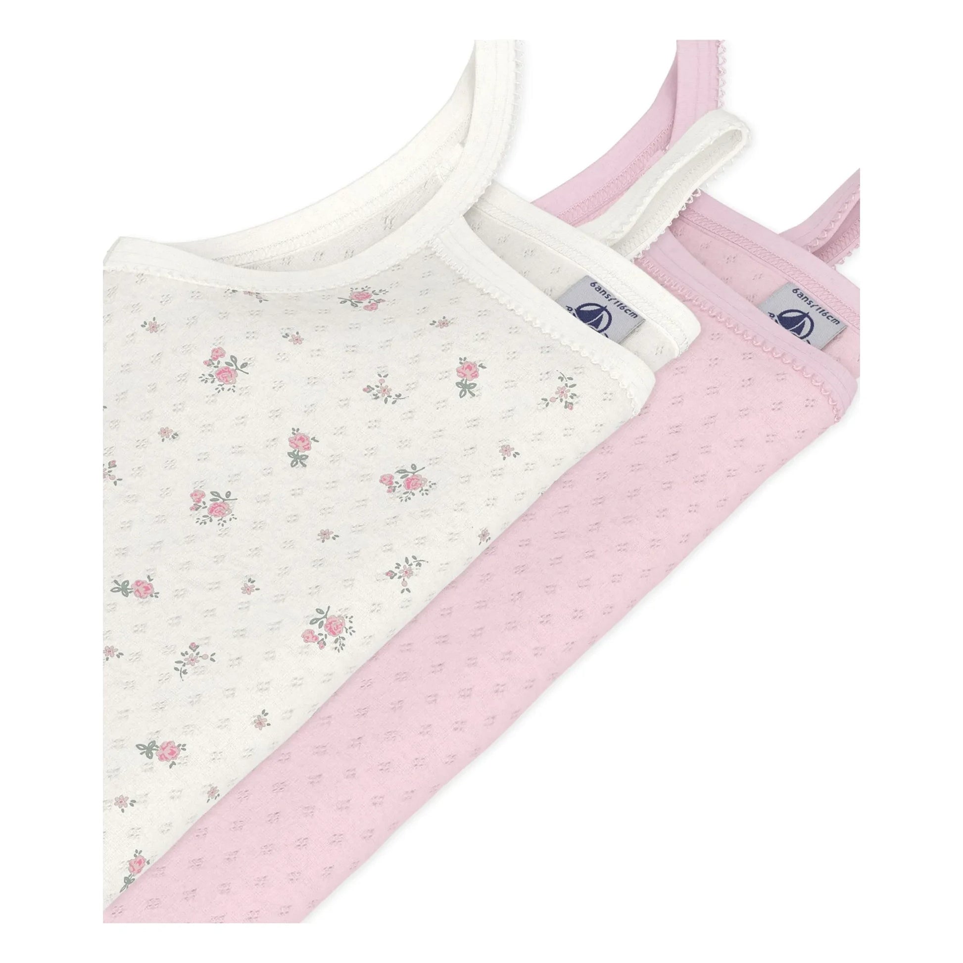 Petit Bateau - Batch 2 Flowered Openwork Tank Tops | Pink
