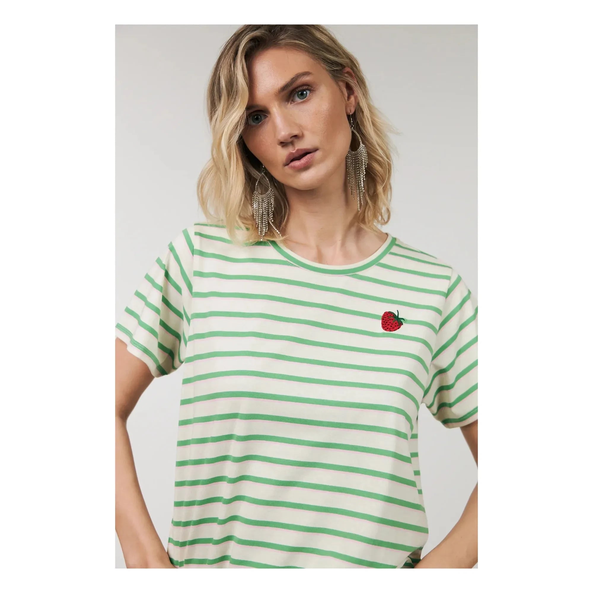 Lollys Laundry - Roma Stripes Cotton T-shirt | Green