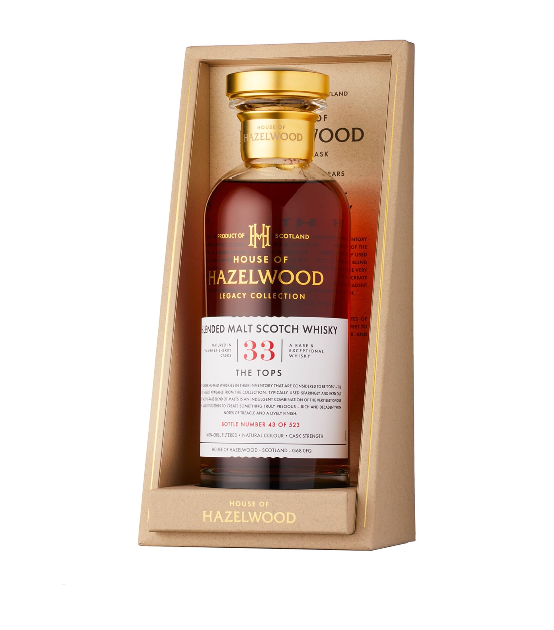 House of Hazelwood The Tops 33-Year-Old Speyside Blended Malt Scotch Whisky (70cl)