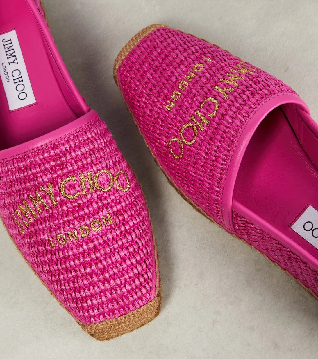 Jimmy Choo - Brie Flat logo raffia espadrilles