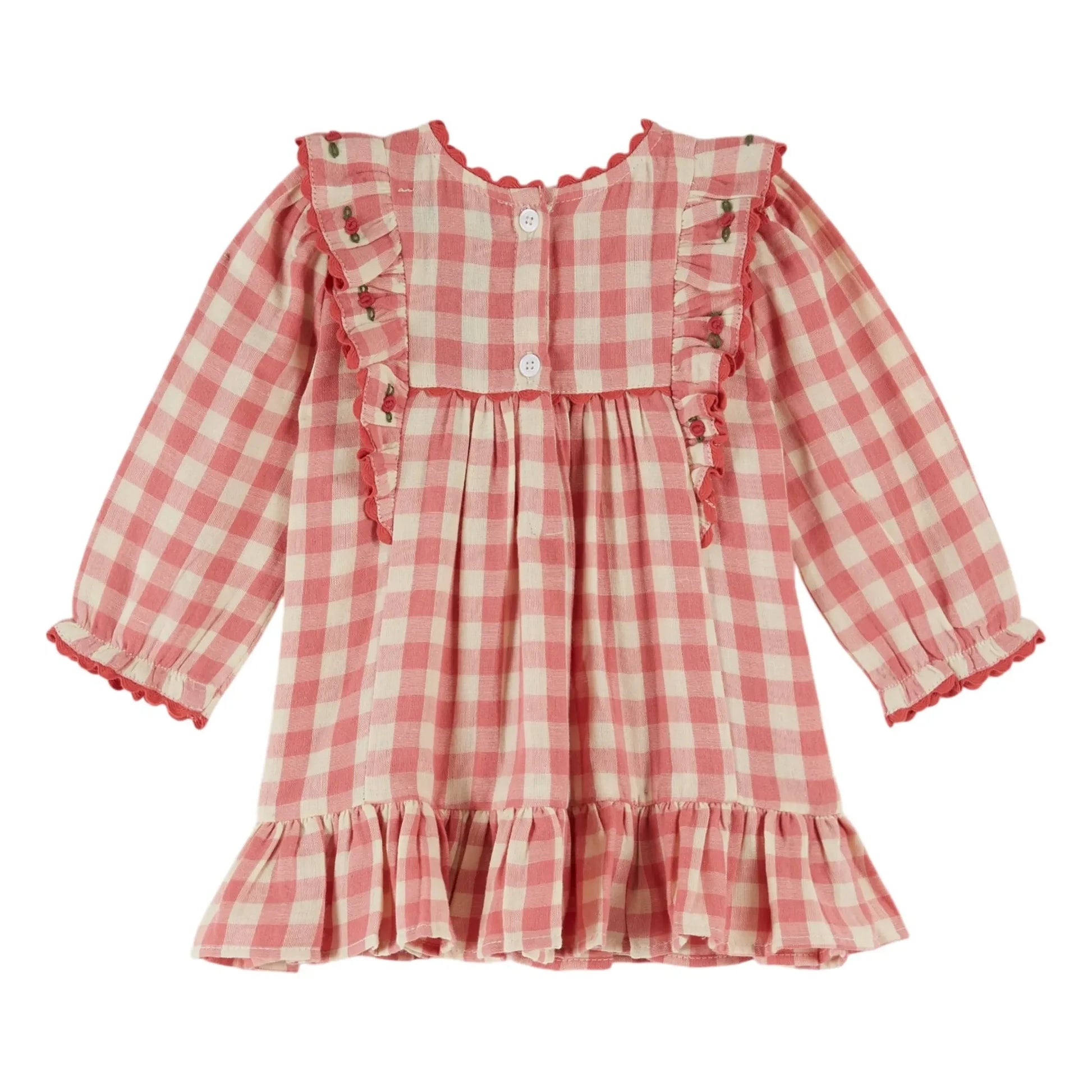 Emile et Ida - Gingham Ruffle Dress | Pink