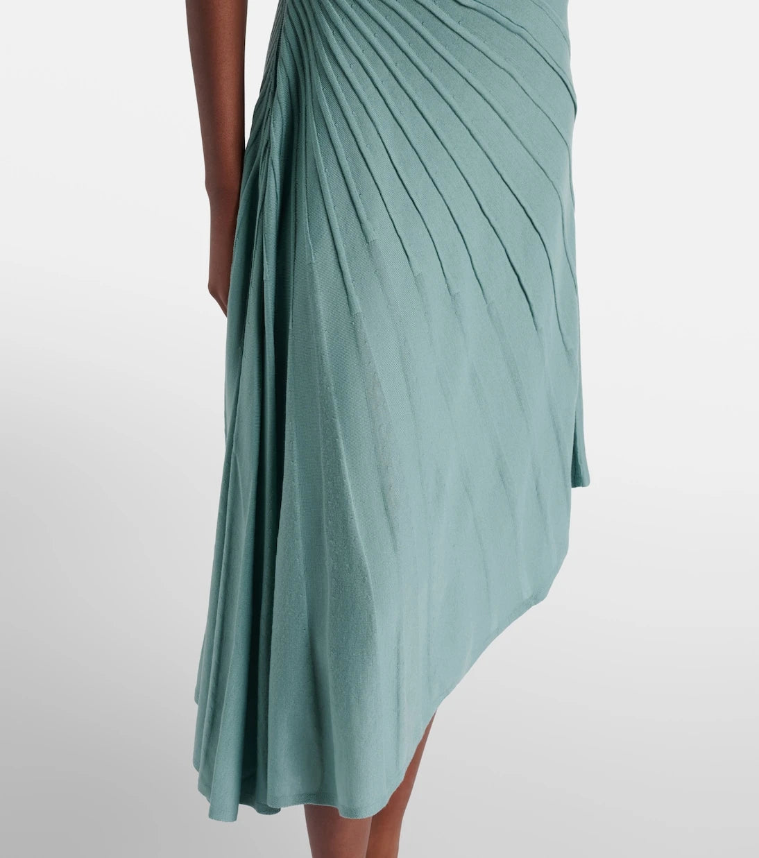 Alaïa - Ray asymmetric virgin wool midi dress