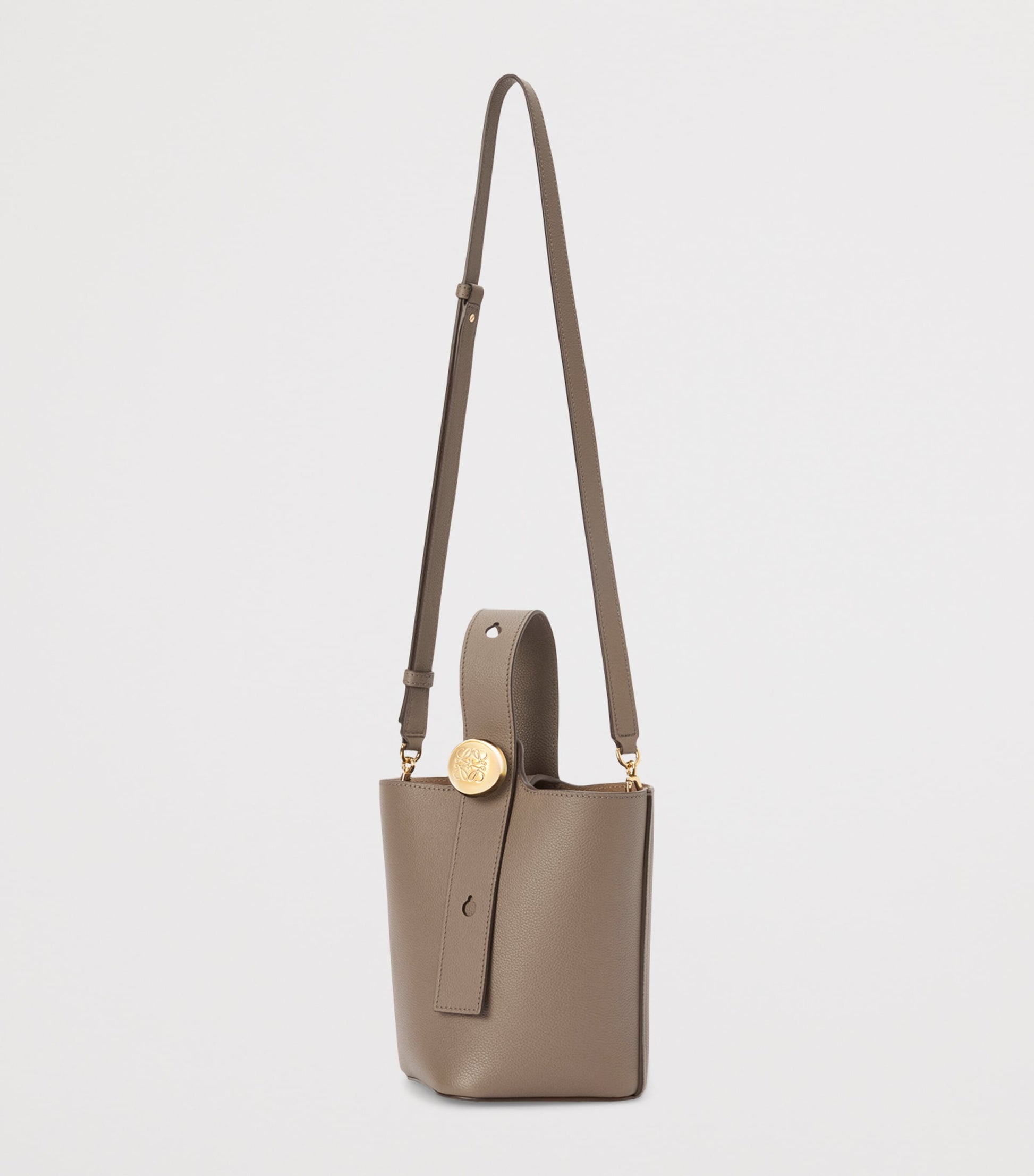 LOEWE Brown Mini Leather Pebble Bucket Bag