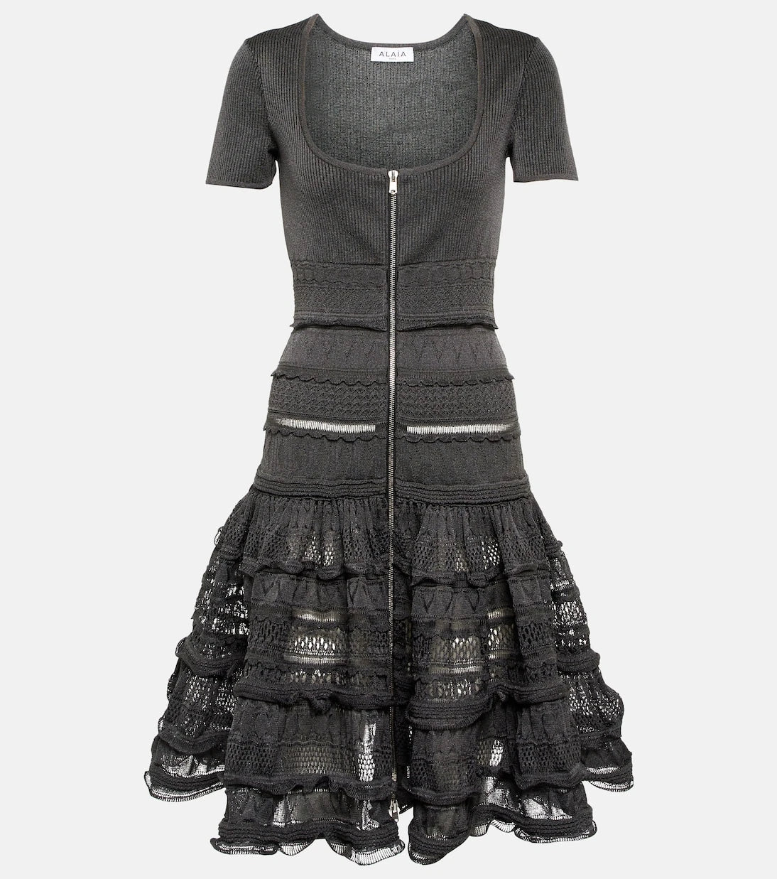 Alaïa - فستان ميدي محبوك بكشكشة