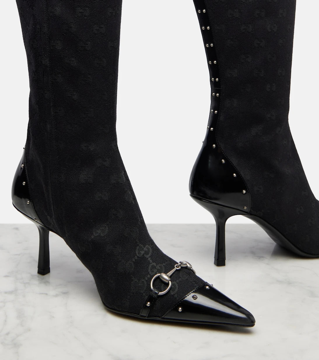 Gucci - Savoy Horsebit GG canvas knee-high boots