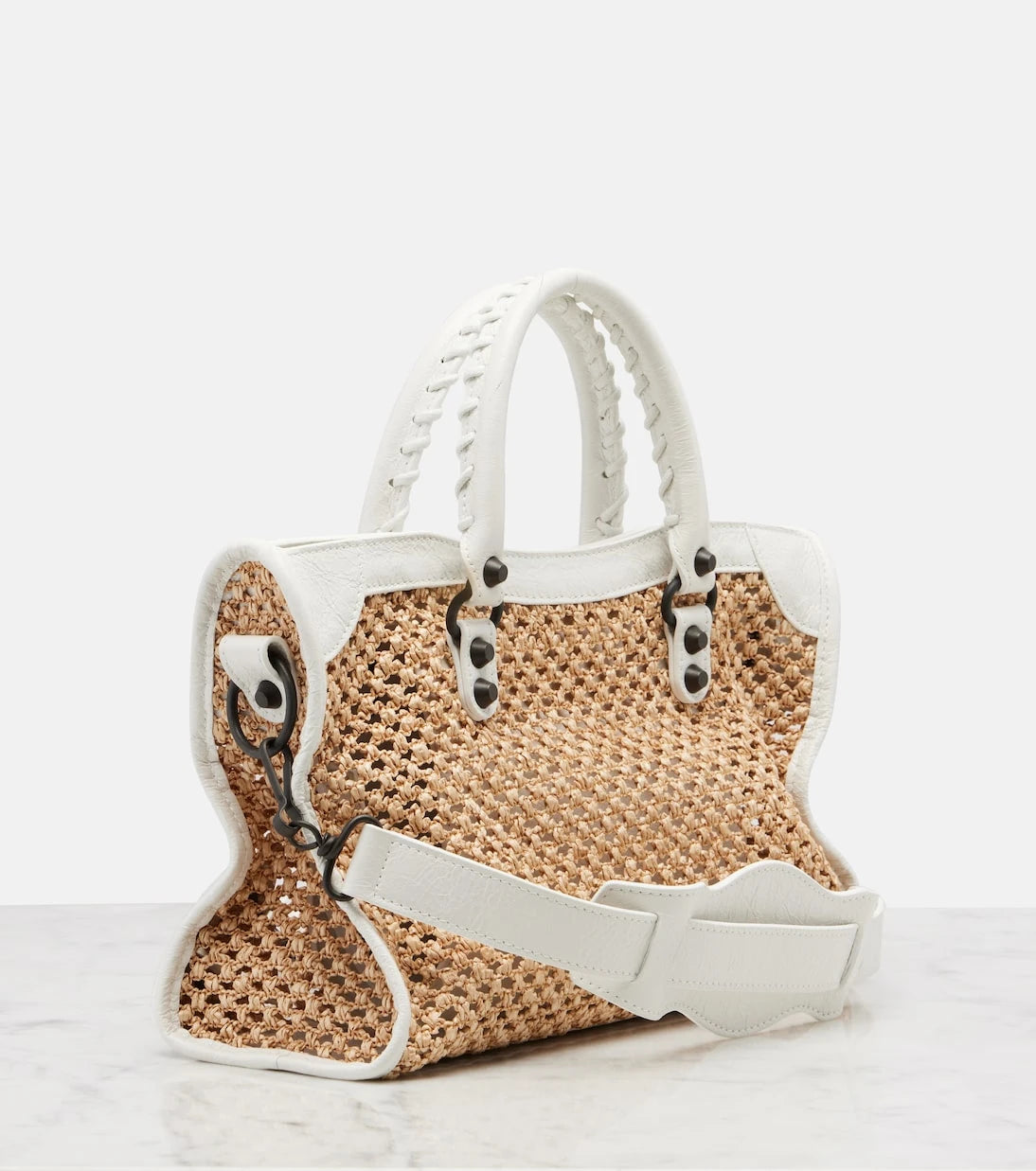 Balenciaga - Le City Small raffia shoulder bag