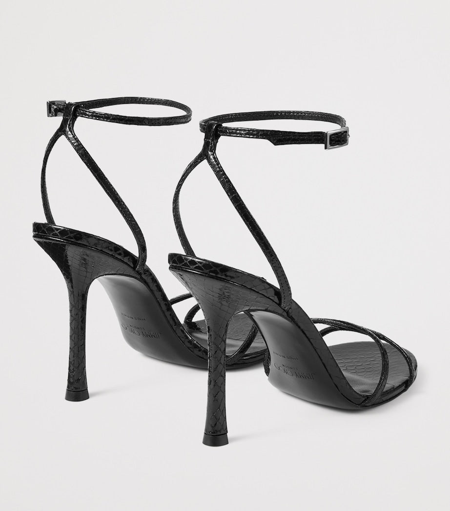 Jimmy Choo Black 1998 Leo 100 Leather Heeled Sandals