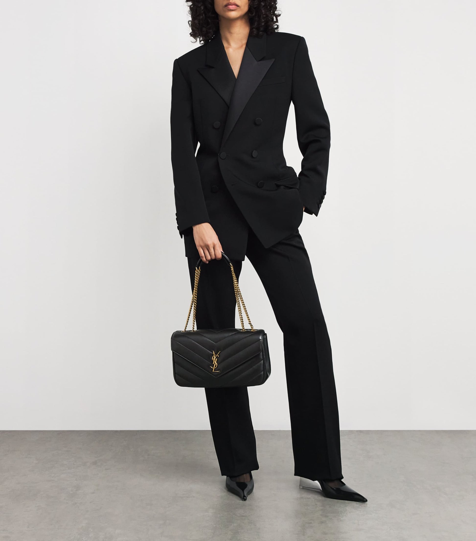 Saint Laurent Black Medium Loulou Shoulder Bag