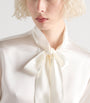 Prada White Satin Tie-Neck Blouse