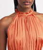 Maje Brown Pleated Halterneck Top