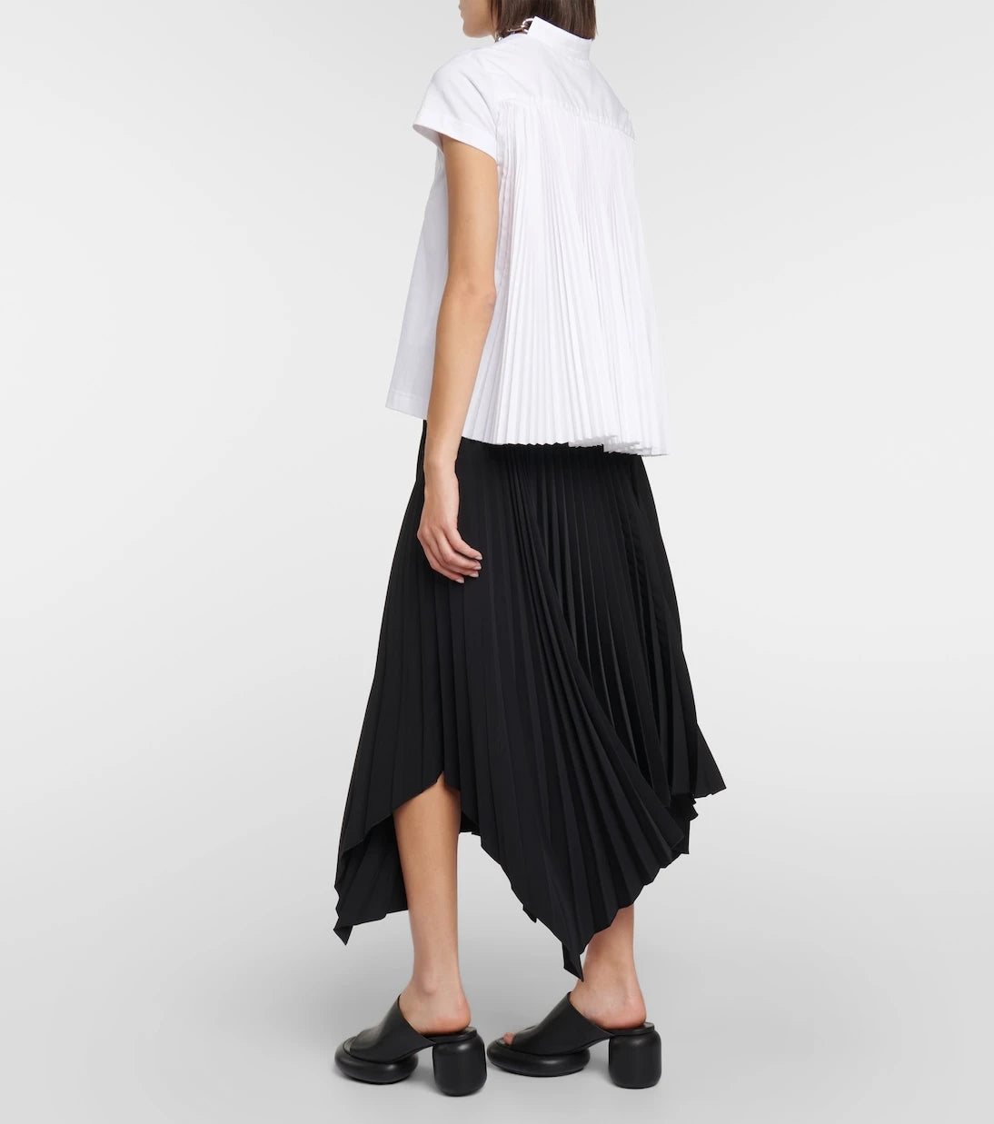 Sacai - Pleated cotton jersey T-shirt