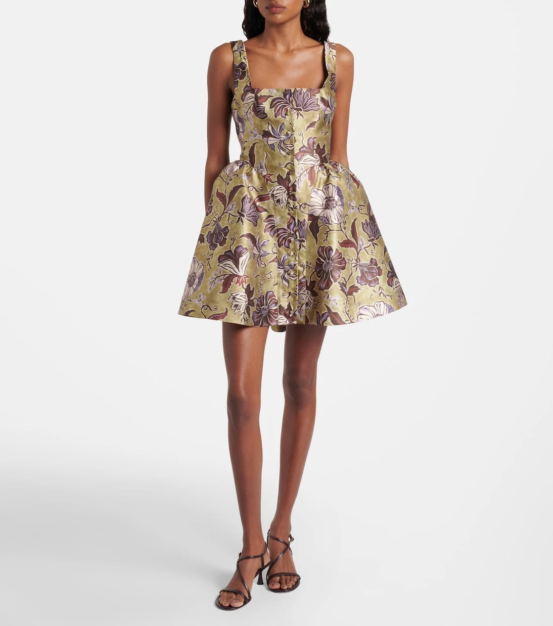 Alémais - Citron Flounce floral minidress