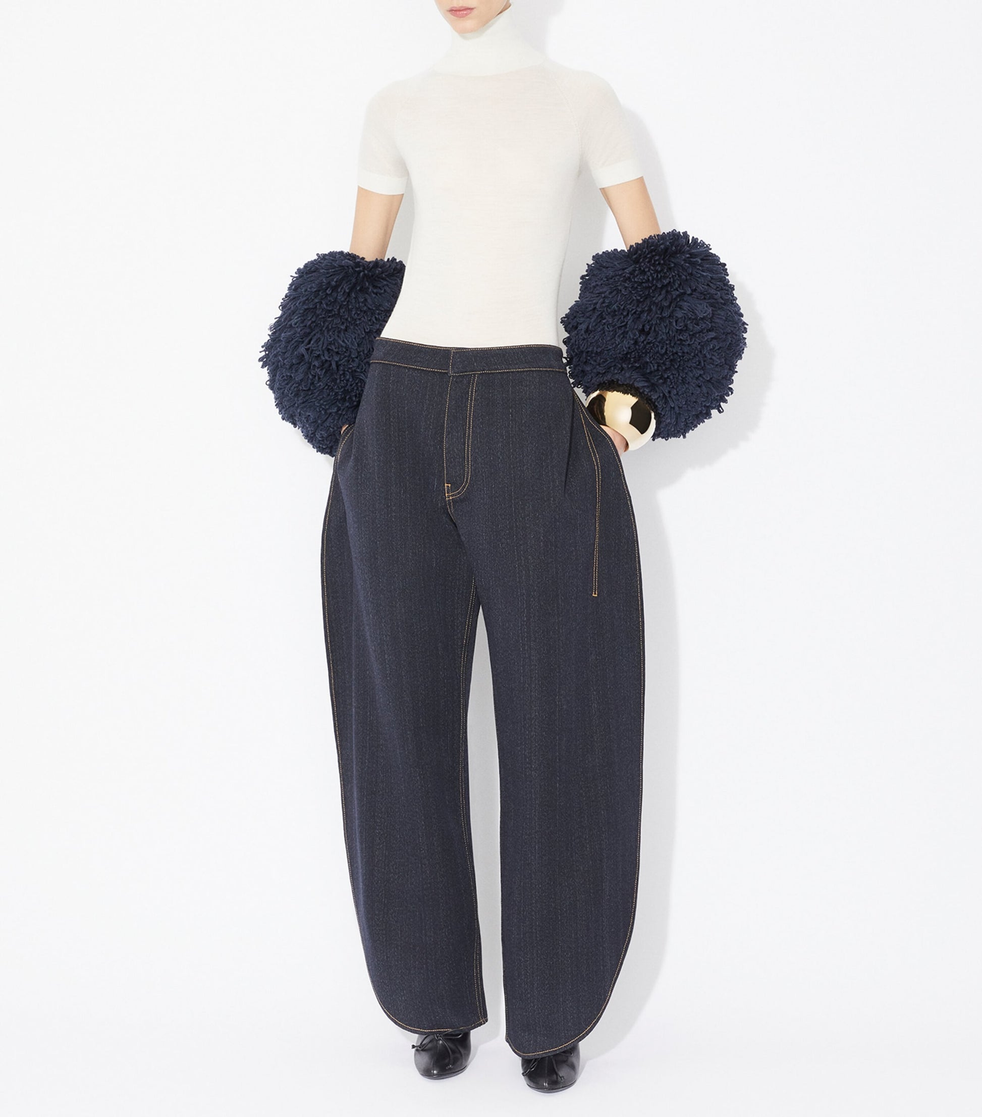 Alaïa Blue Side-Slit Round-Leg Jeans