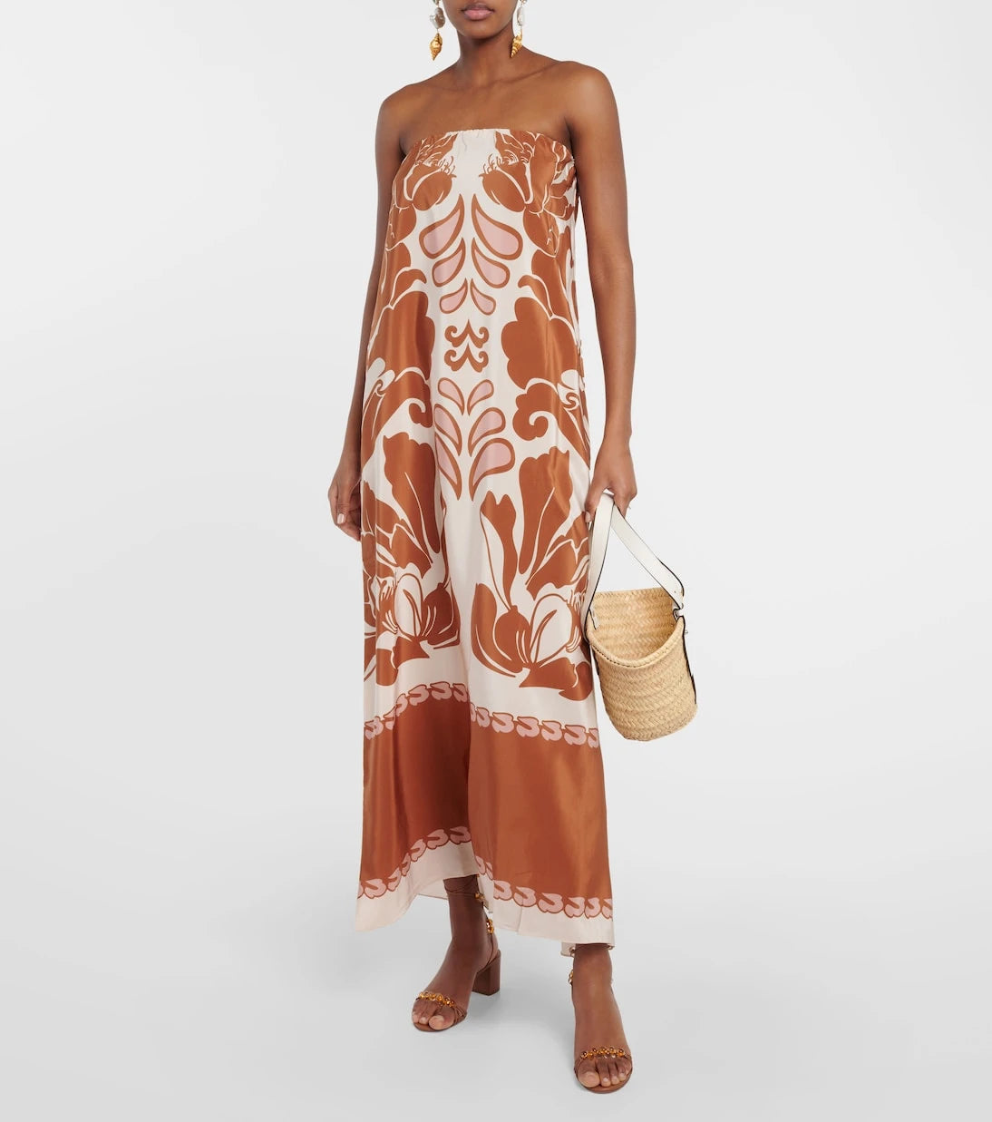 Adriana Degreas - Printed strapless silk maxi dress