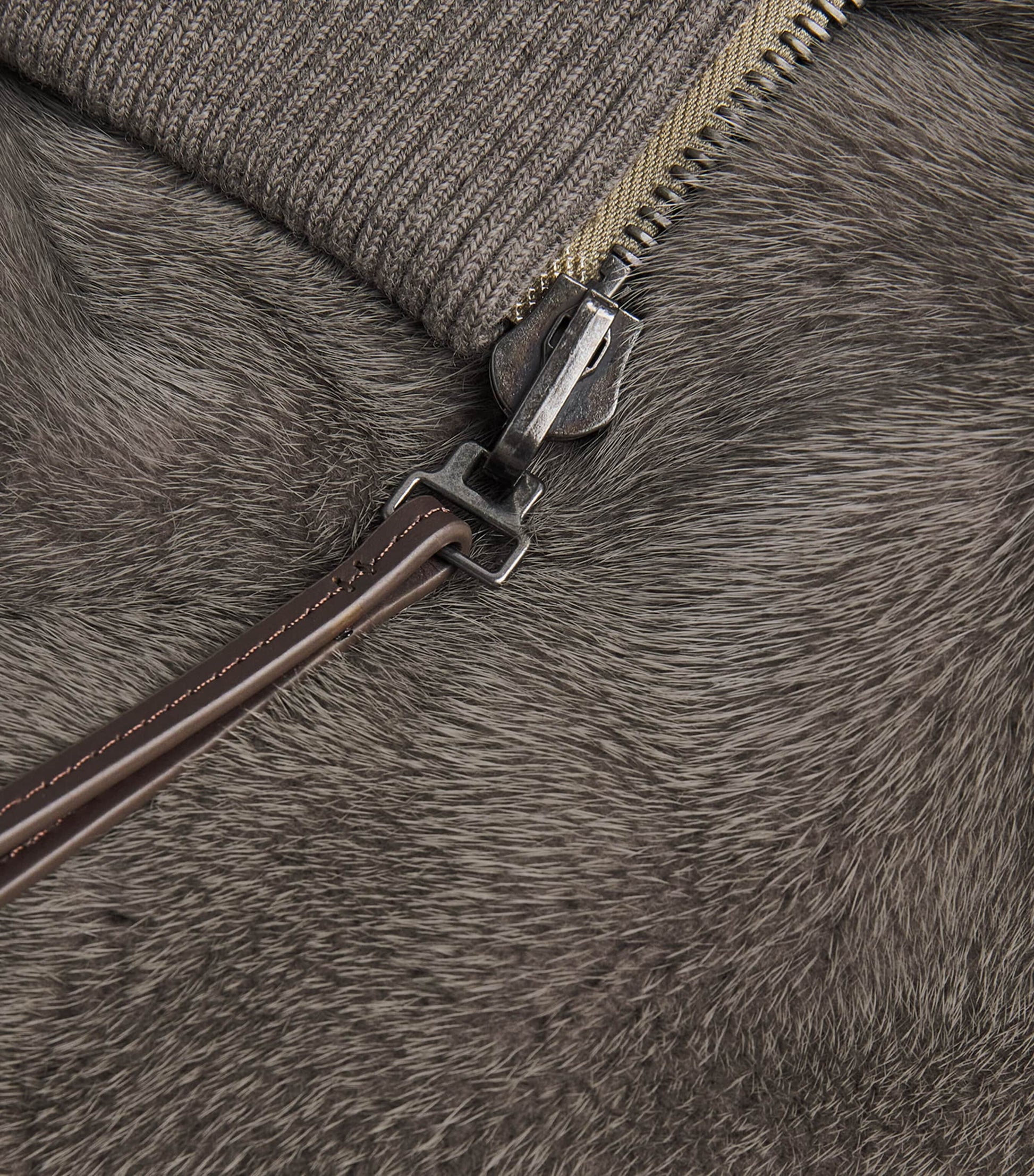 Yves Salomon Brown Mink Bomber Jacket