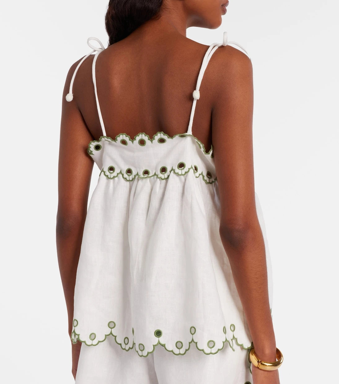 Farm Rio - Broderie anglaise cutout linen top