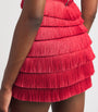 PatBO Red Fringed Radiant Mini Skirt