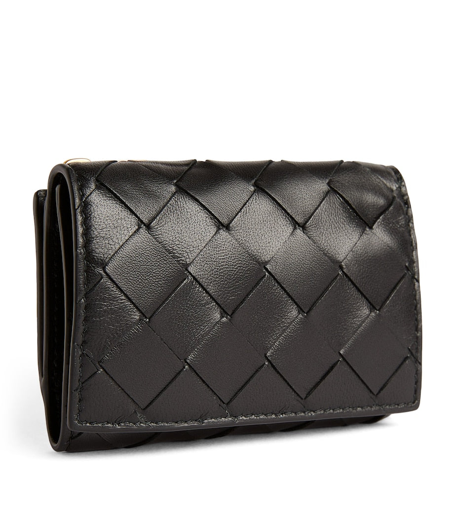 Leather Intrecciato Trifold Wallet