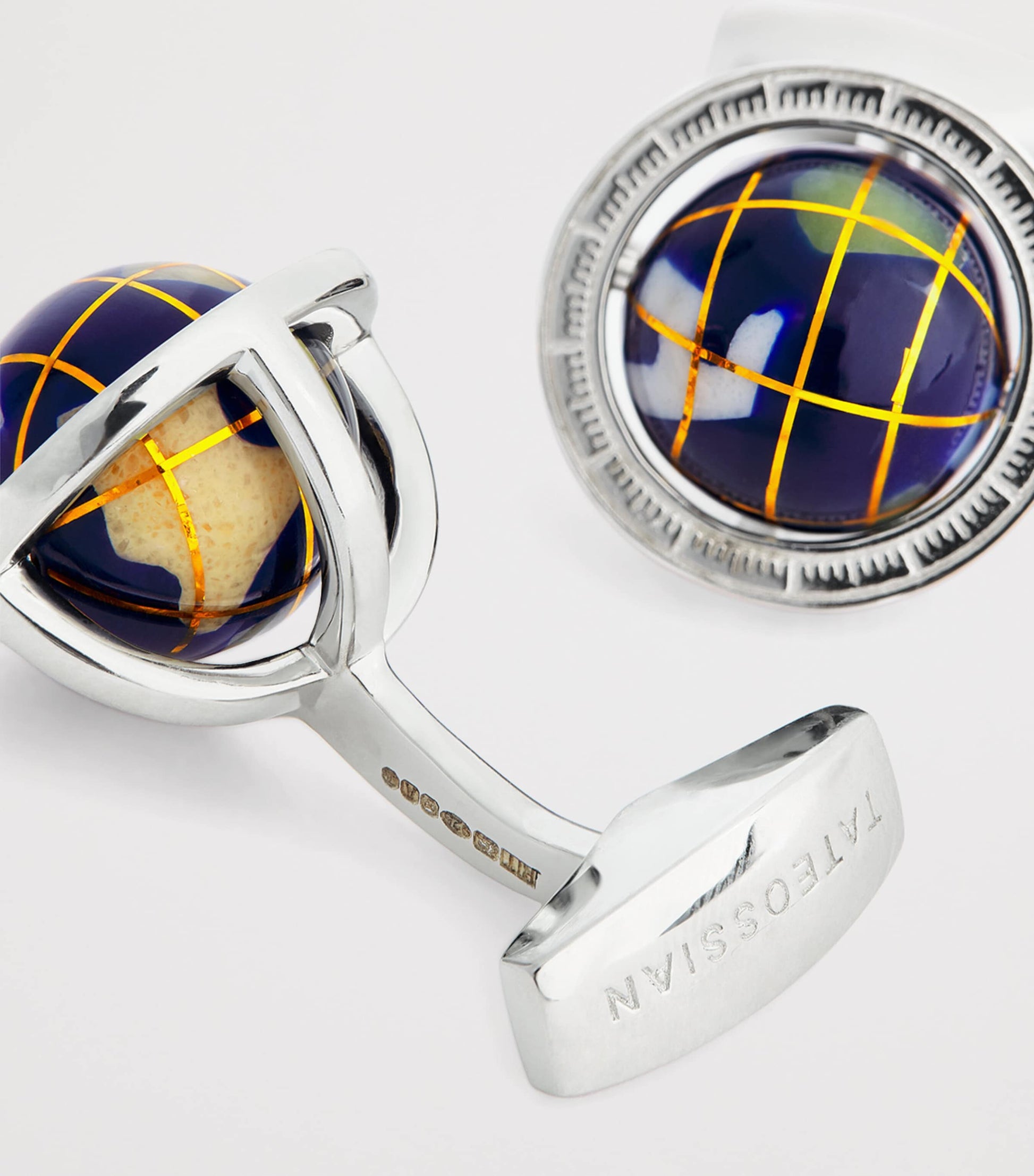 Sterling Silver and Lapis Lazuli Globe Cufflinks