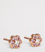 Small Rose Gold, Diamond and Sapphire Flora Stud Earrings