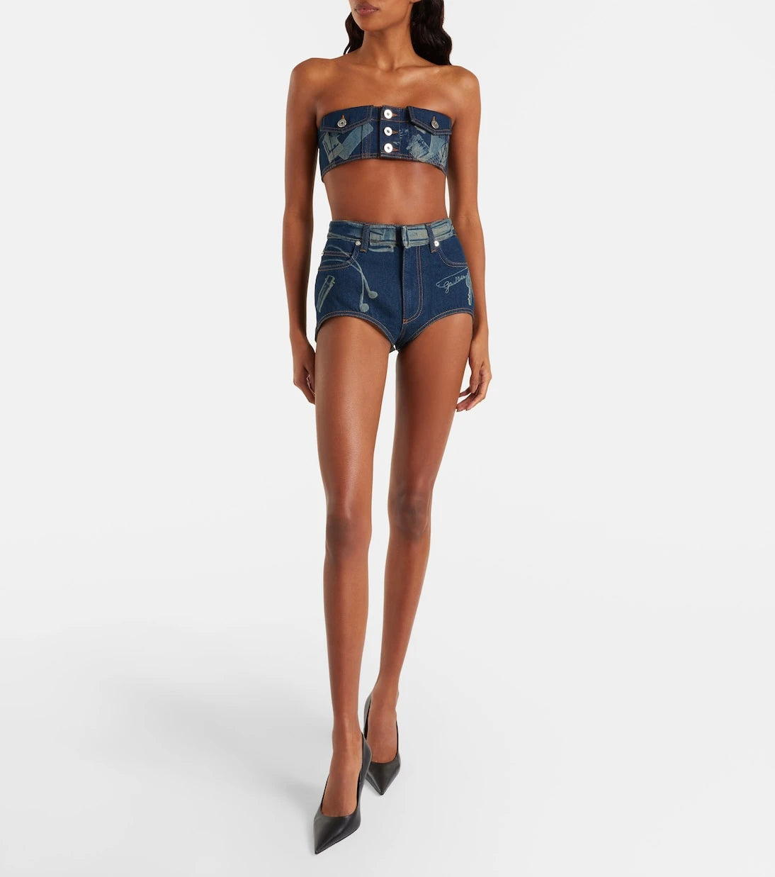 Jean Paul Gaultier - Trompe-l'œil denim bandeau top