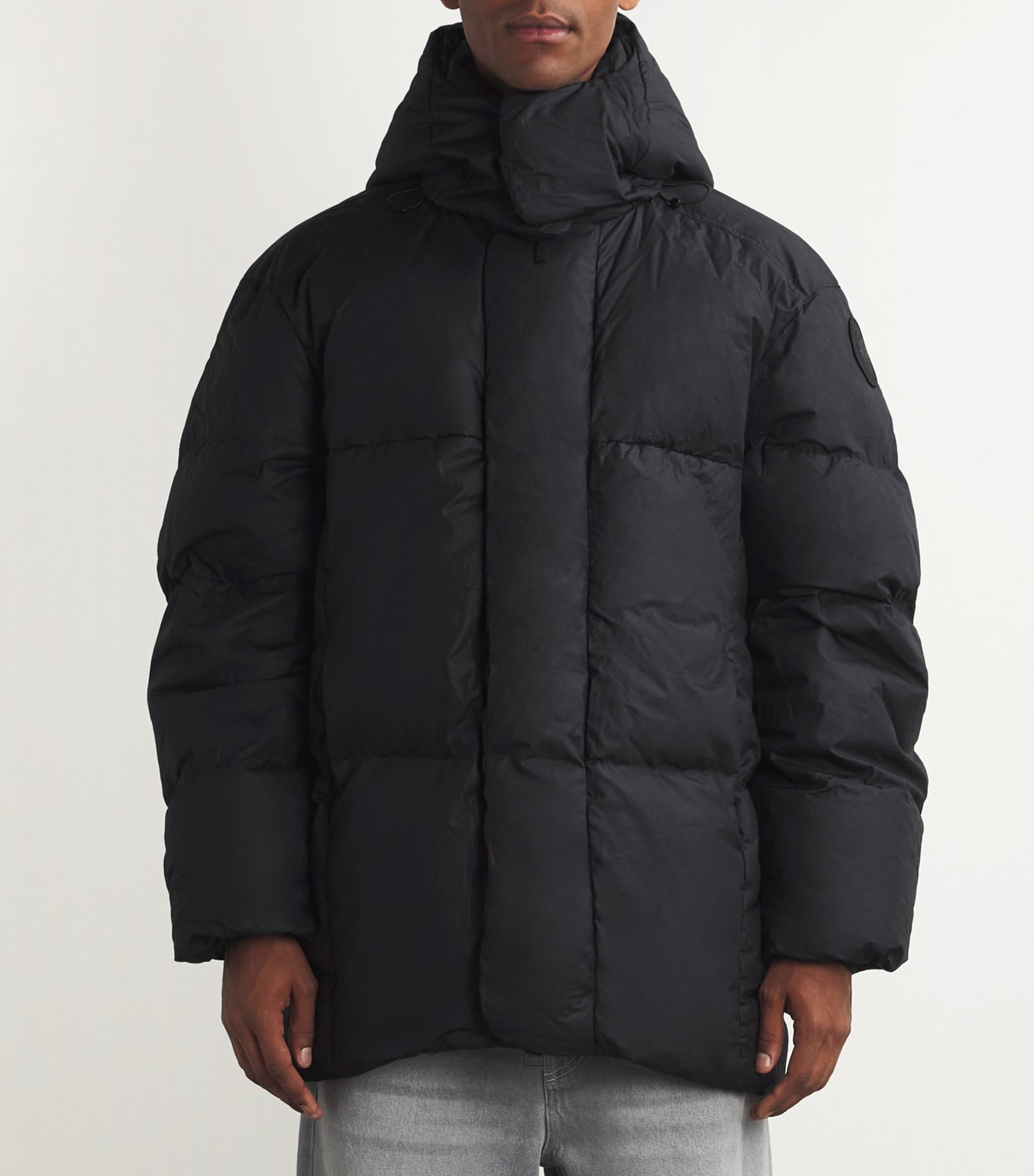 Black Mid-Leg Wilu Duvet Puffer Jacket