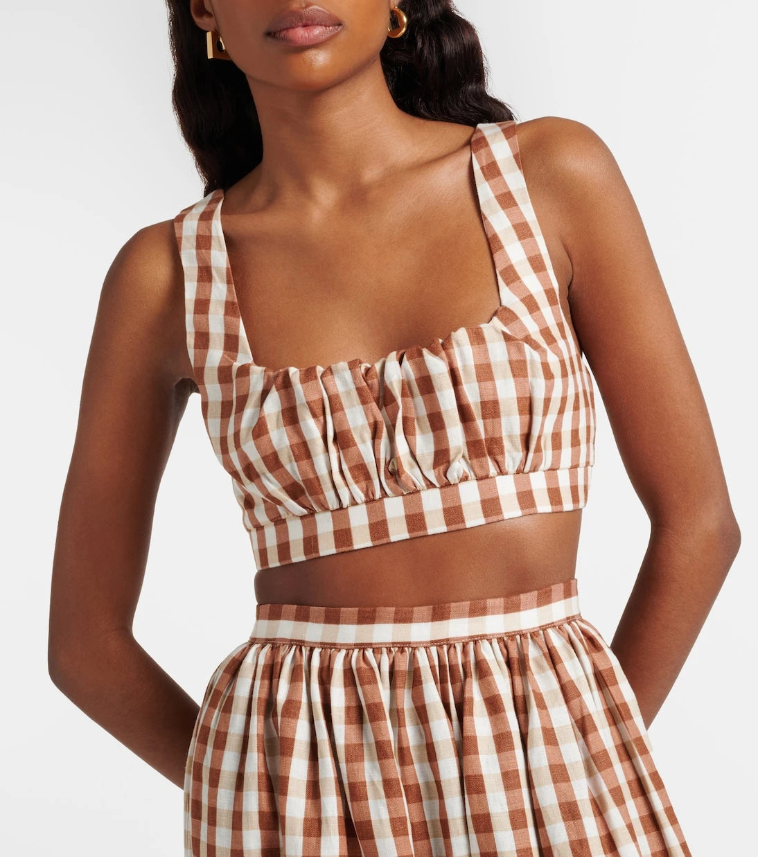 Faithfull - Ida gingham linen crop top