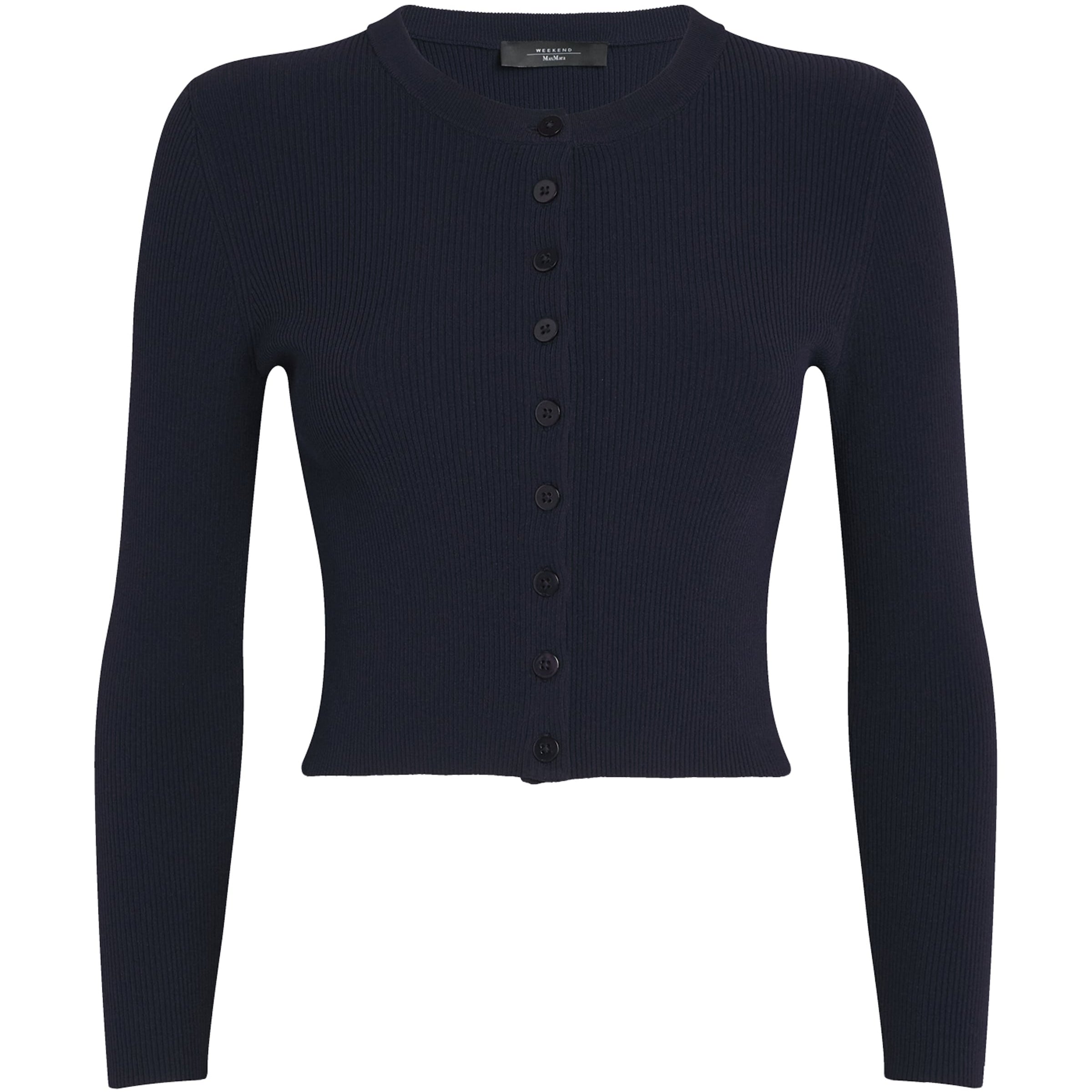 Weekend Max Mara Blue Rib-Knit Cropped Cardigan