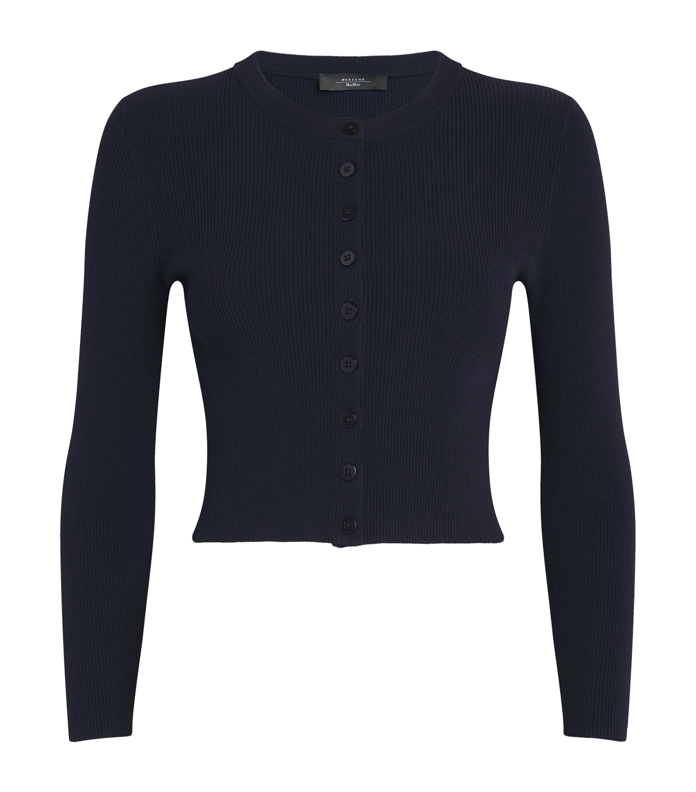 Weekend Max Mara Blue Rib-Knit Cropped Cardigan