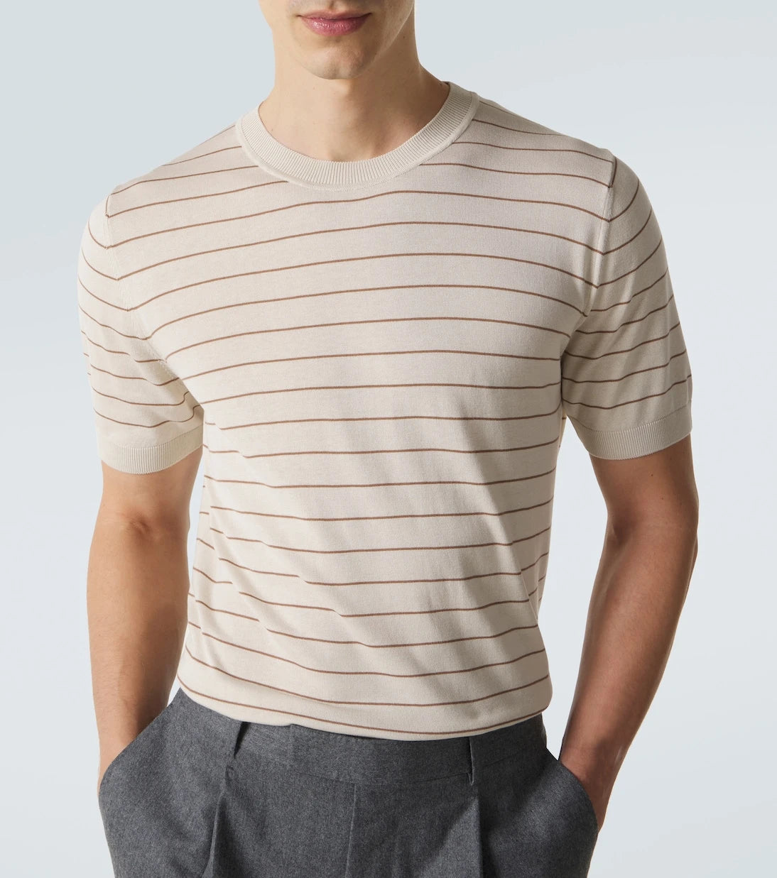 Lardini - Striped silk T-shirt