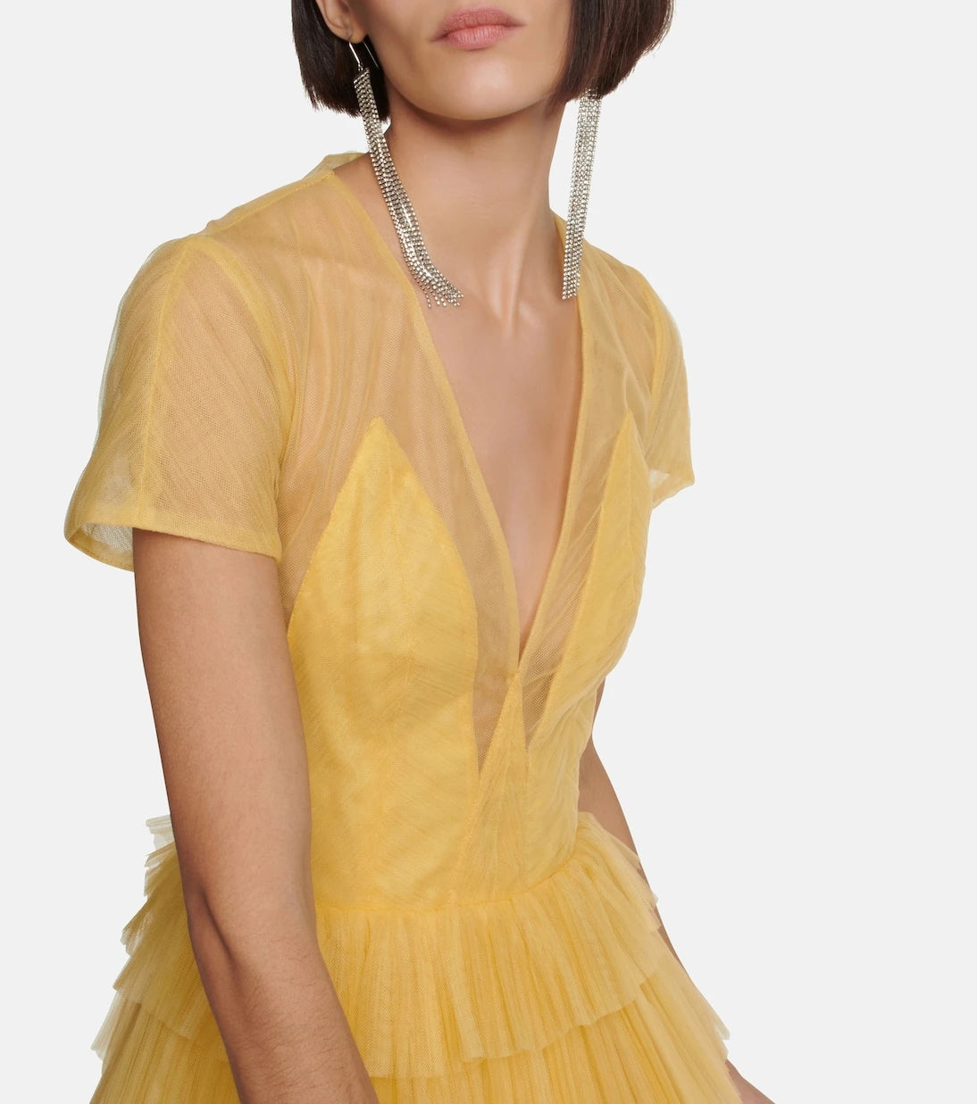 Costarellos - Ruffled tulle gown