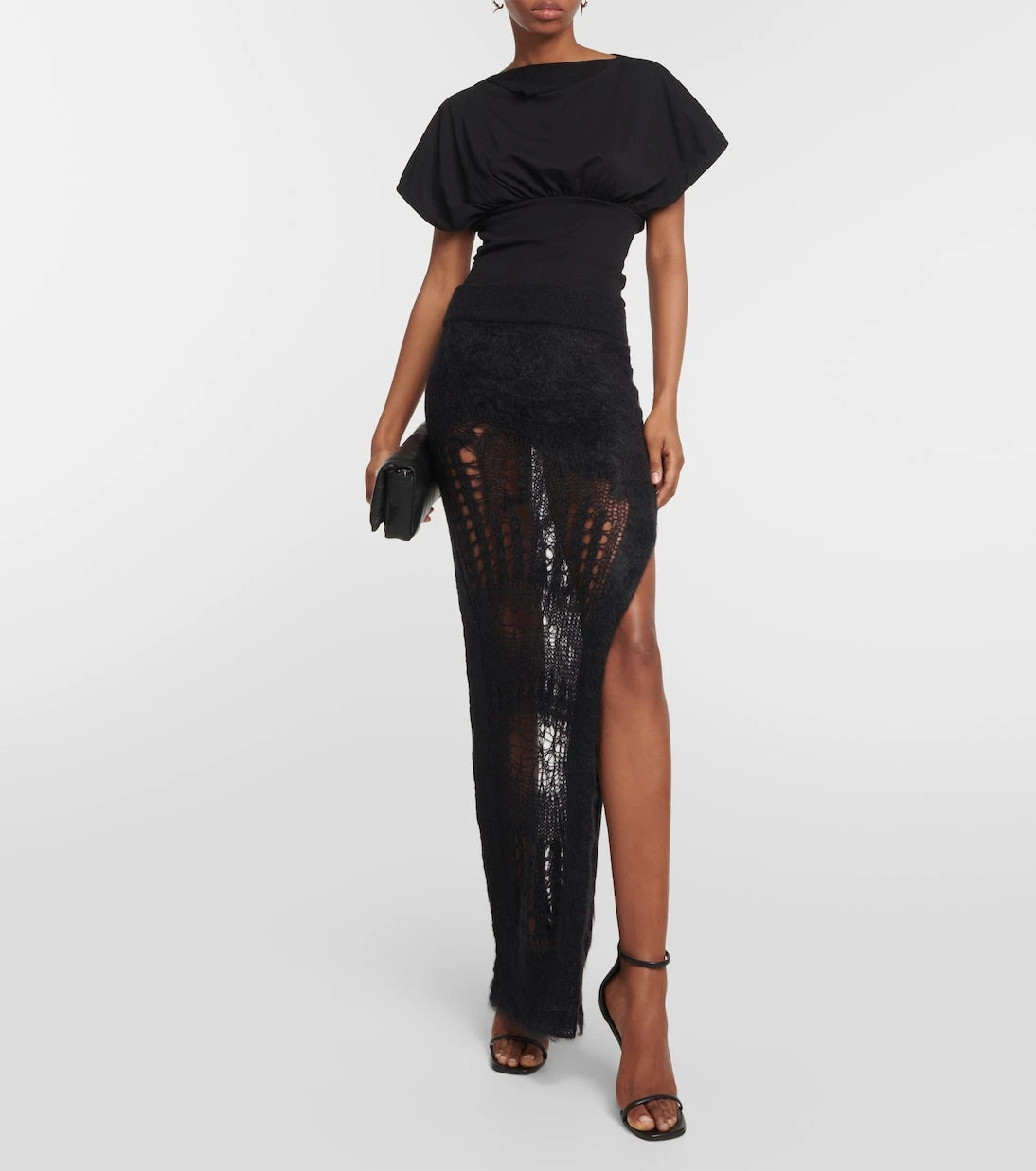 Rick Owens - Distressed mohair-blend maxi skirt