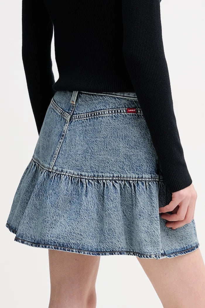 Памучна дънкова пола Levi's FLOUNCE MINI