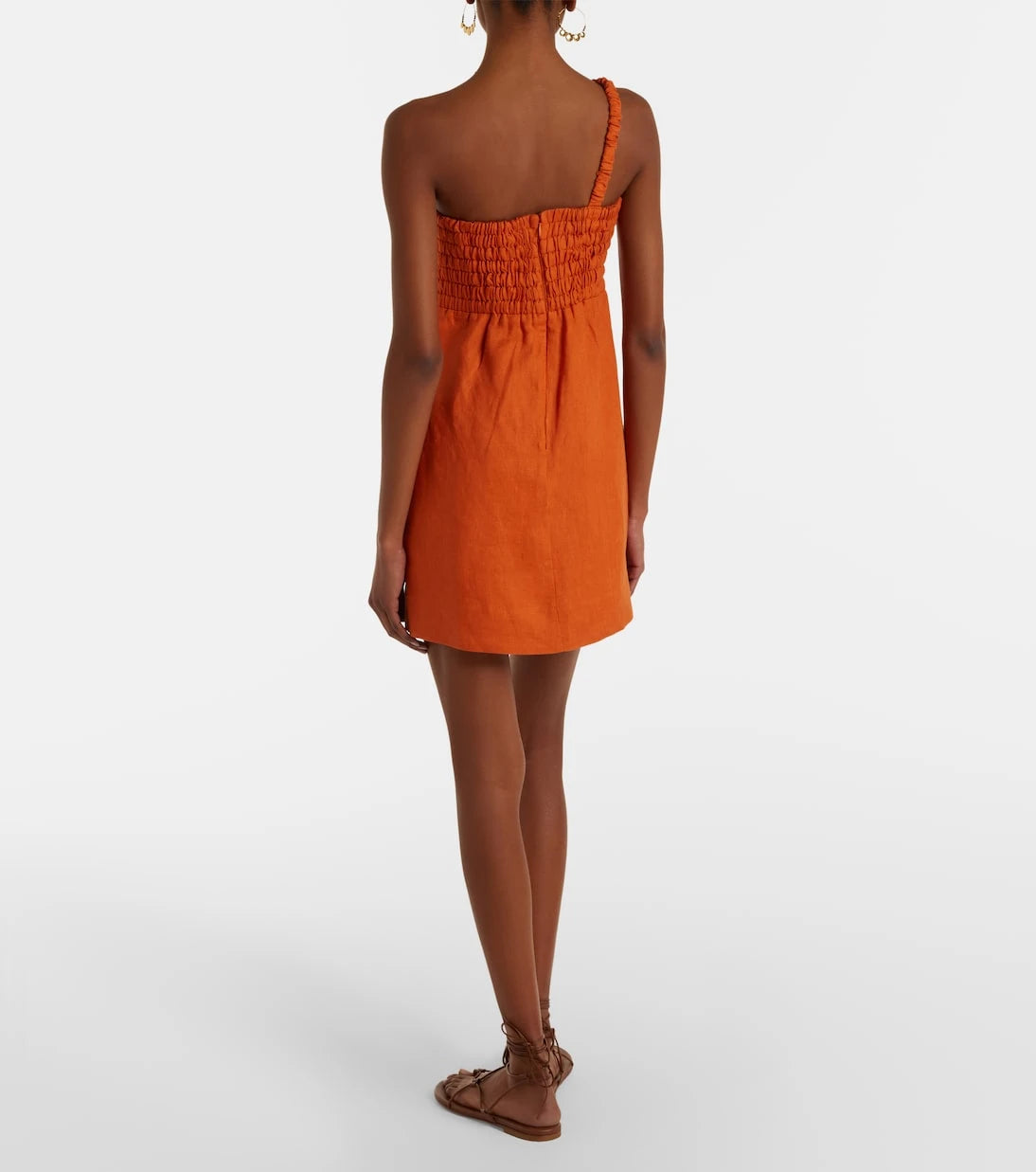 Farm Rio - Floral-appliqué linen minidress