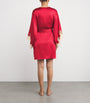Gilda & Pearl Red Silk Lace-Trim Short Robe