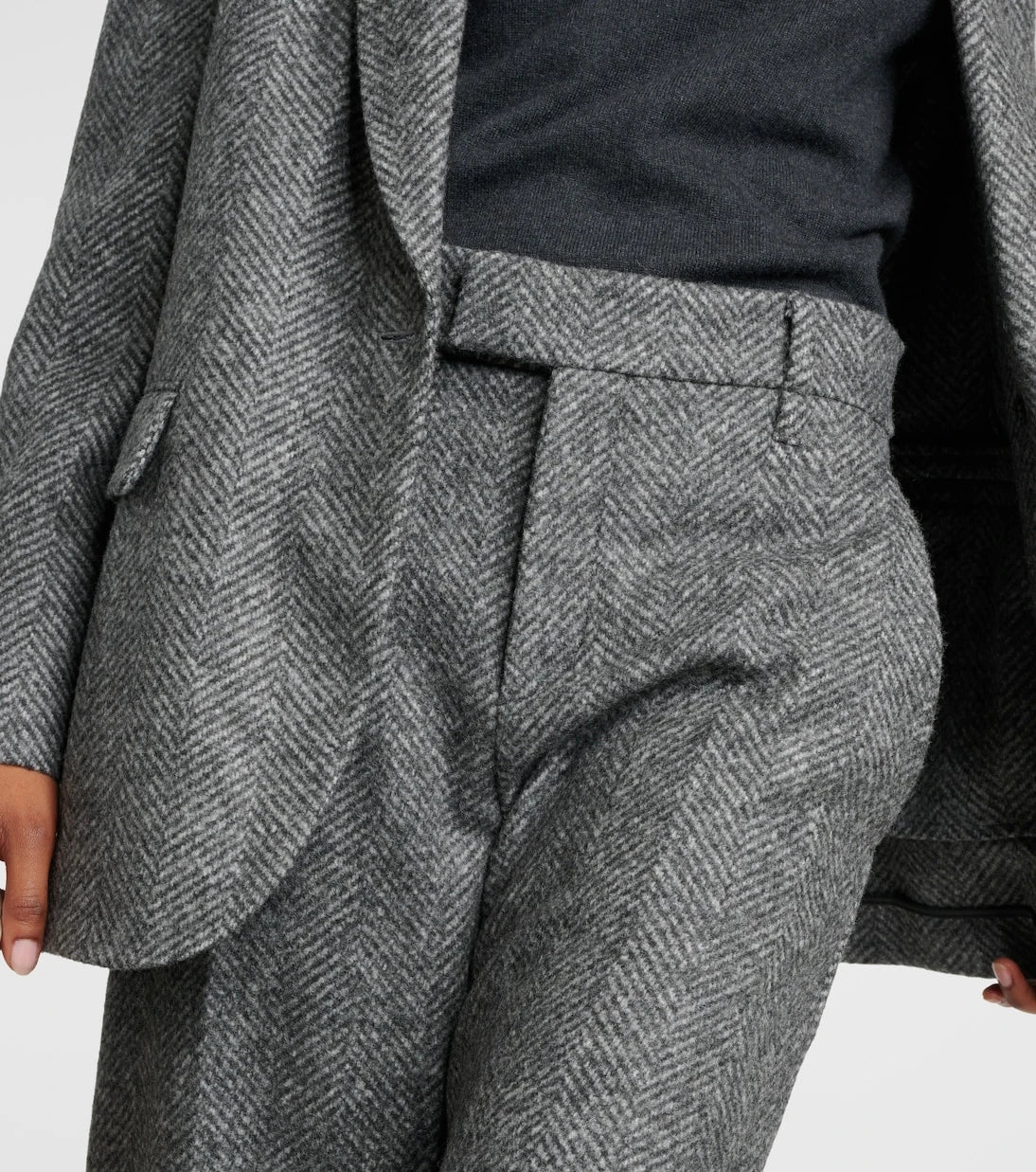 Brunello Cucinelli - Herringbone wool-blend flared pants