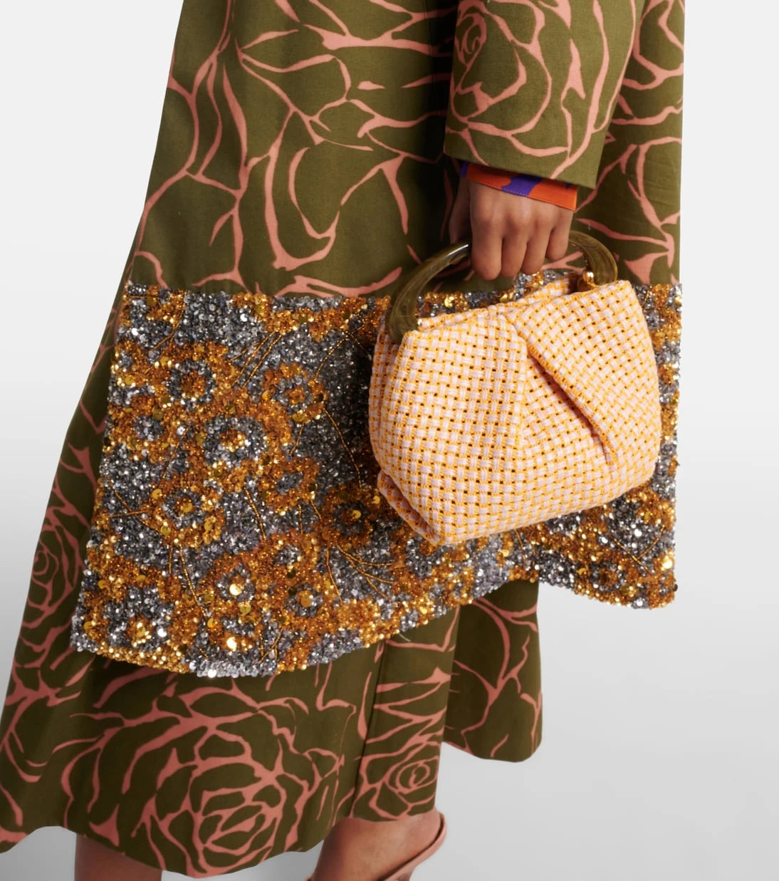 Dries Van Noten - Woven raffia-effect top-handle bag