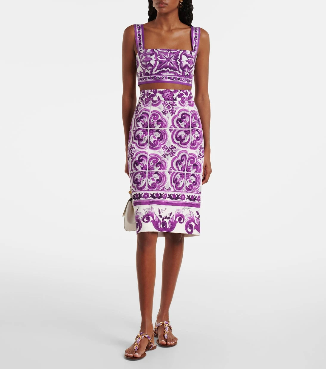 Dolce&Gabbana - Majolica silk-blend pencil skirt
