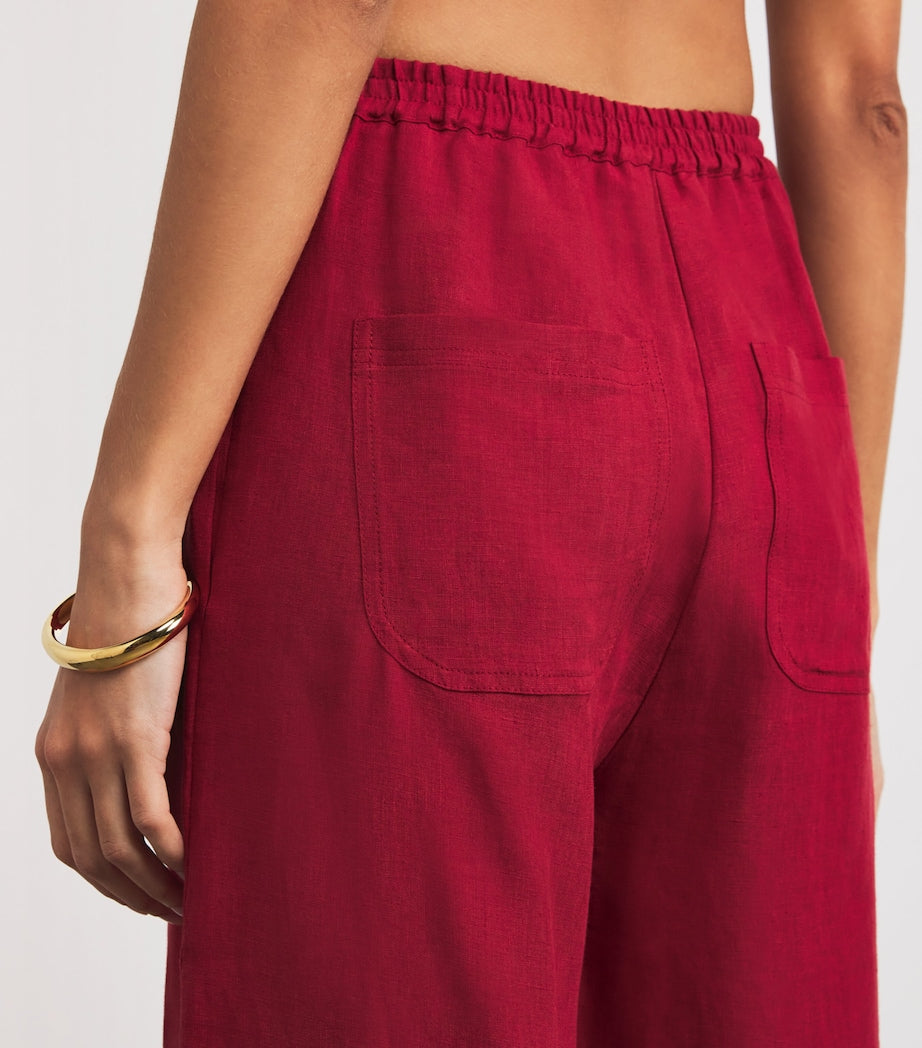 Eres Red Linen Select Wide-Leg Trousers
