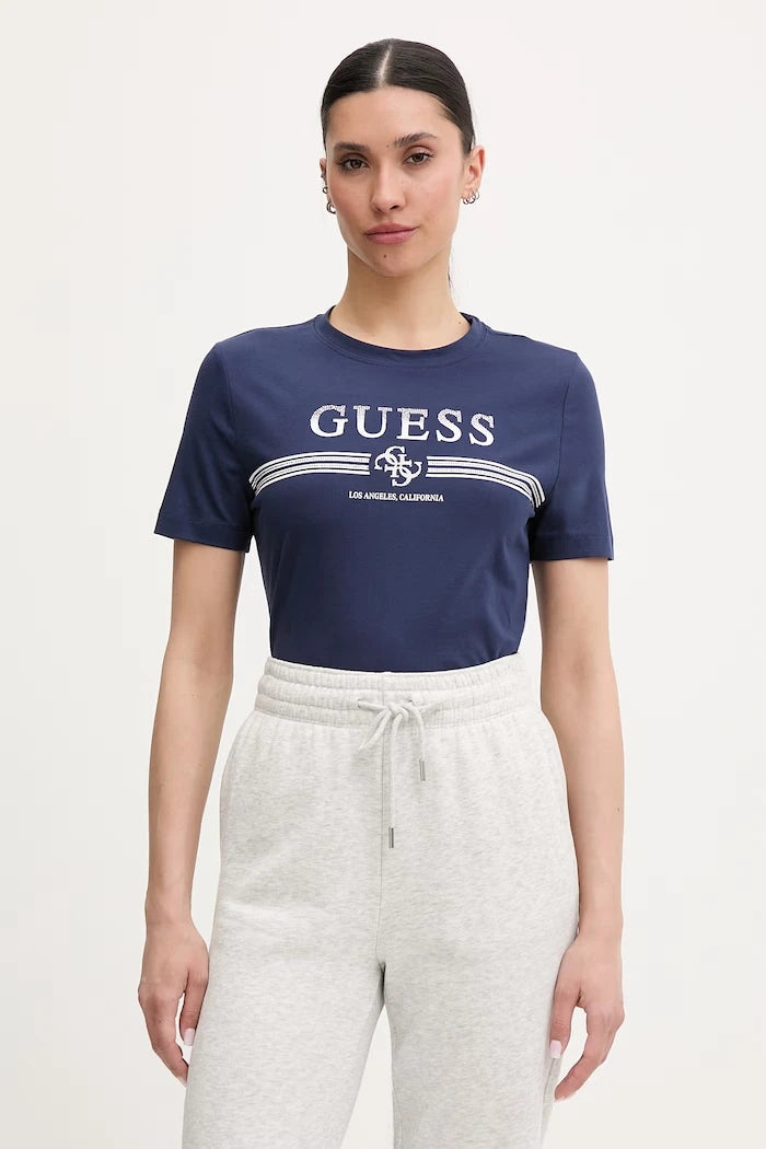 Guess pamuk ve elastanlı kadın tişört SIENA